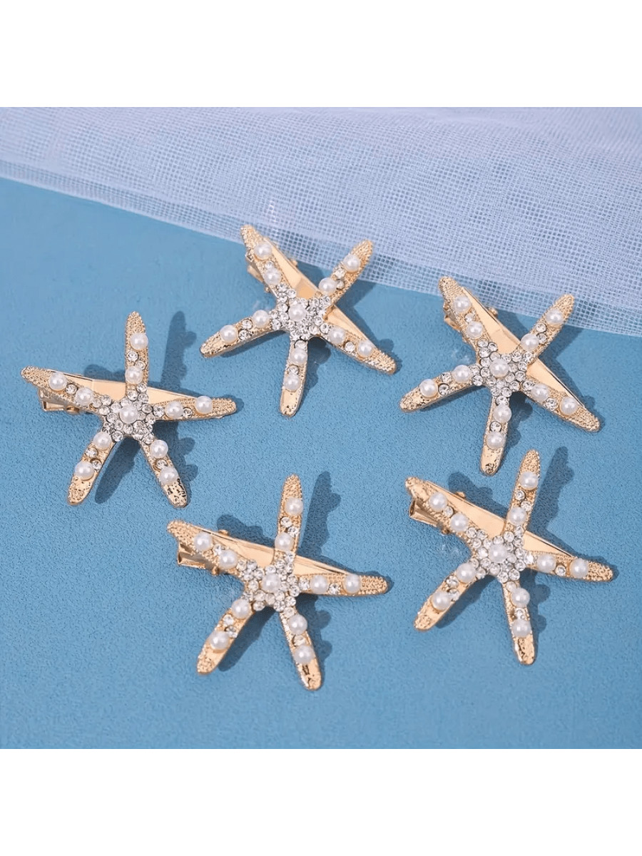 2pcs Starfish Artificial Pearl Hair Clip, Bride Hair Clip, Headgear, Wedding Party Jewelry Hair A... | SHEIN