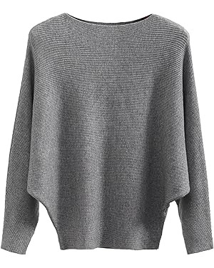 GABERLY Boat Neck Batwing Sleeves Dolman Knitted Sweaters and Pullovers Tops for Women | Amazon (US)