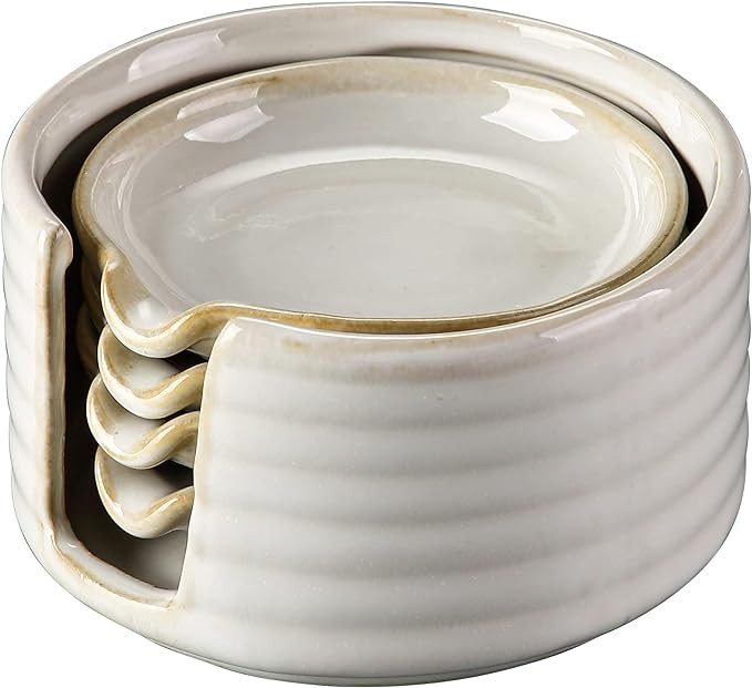Ceramic Spoon Rest,Spoon Holder,Soy Sauce Dishes with Holder for Kitchen,Household Dipping Sauce ... | Amazon (US)