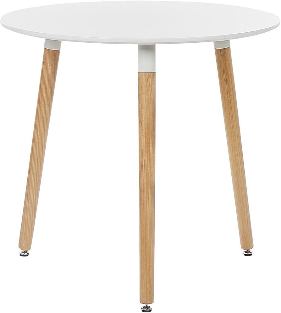 SuperGift.com Round 80cm Modern Dining Table with White Tabletop and Solid Beech Wood Legs, Break... | Amazon (UK)