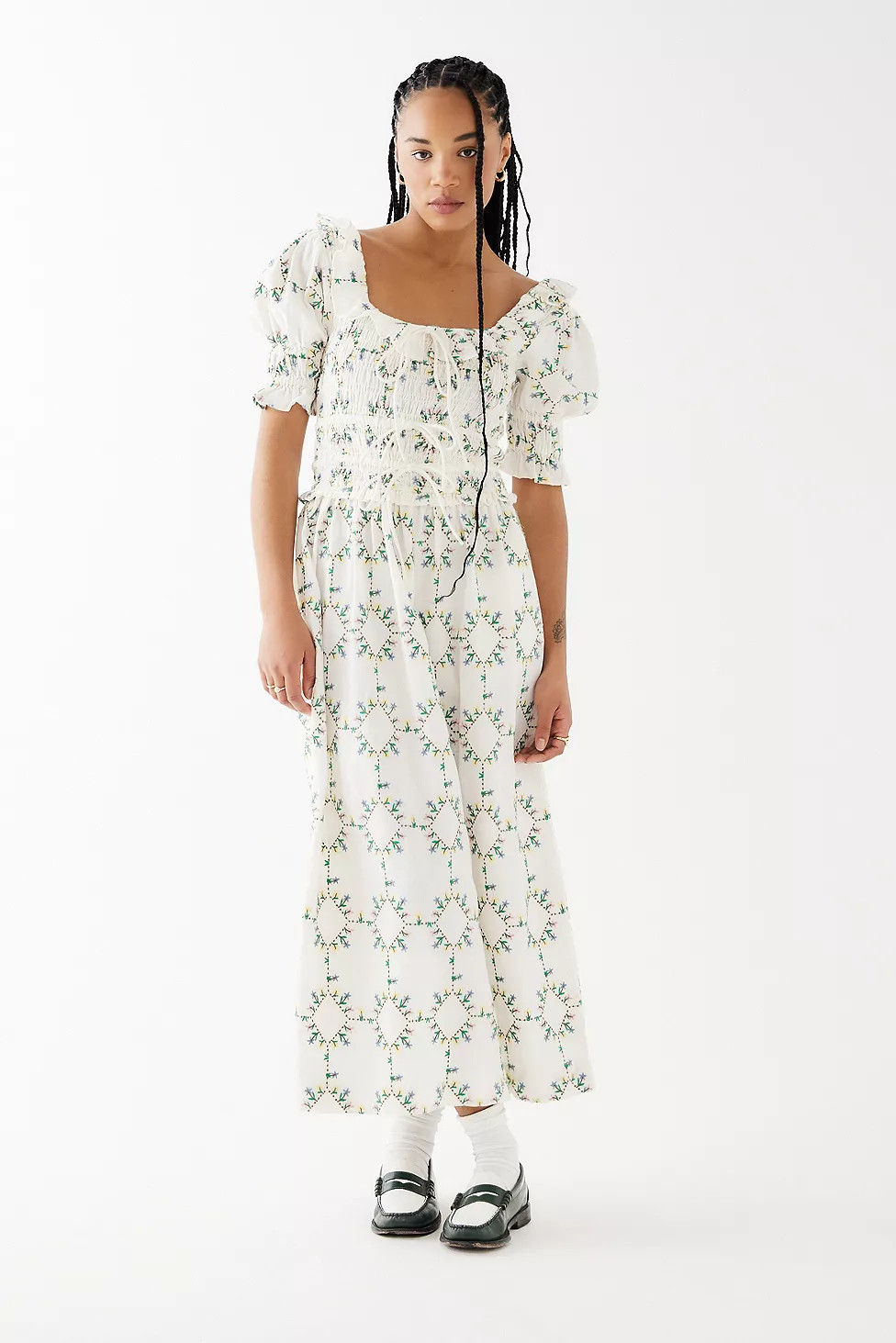 Damson Madder Heidi Embroidered Midi Dress | Urban Outfitters (EU)