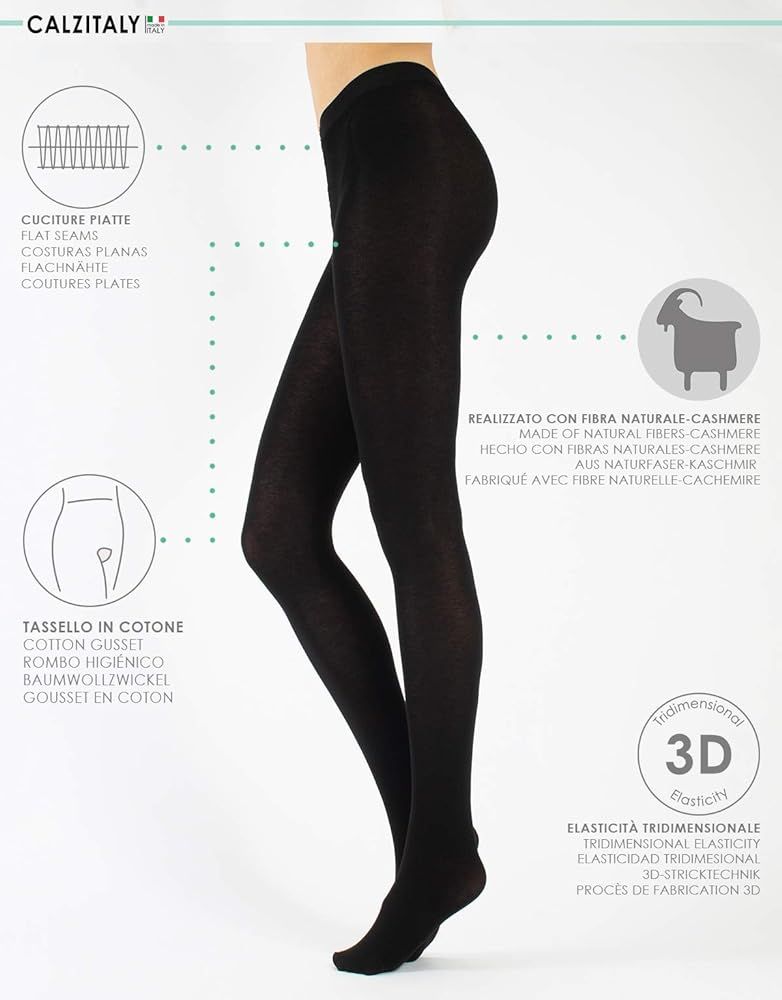 CALZITALY - Cashmere Wool Tights – Fleece Lined Warm Pantyhose for Women 150 DEN | Amazon (US)