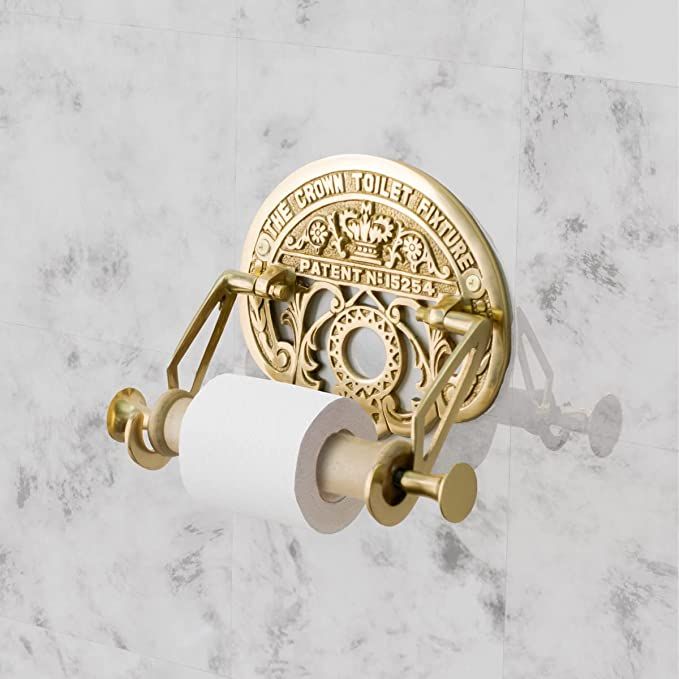 Renovators Supply Manufacturing Bright Brass Wall Mount Toilet Paper Holder 7.25" Wide Vintage Cr... | Amazon (US)