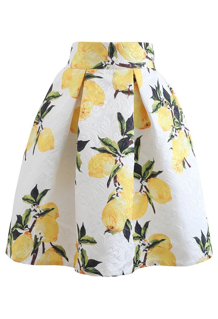 Lemon Tree Jacquard Pleated Skirt | Chicwish