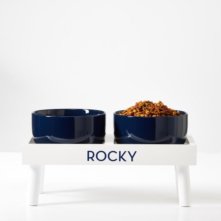 Ceramic Dog Bowls with Wooden Stand | Mark and Graham
