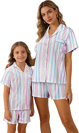 MyFav Mommy and Me Pajamas Set Mother Daughter Matching Family Sleepwear Button Down Nightwear | Amazon (US)