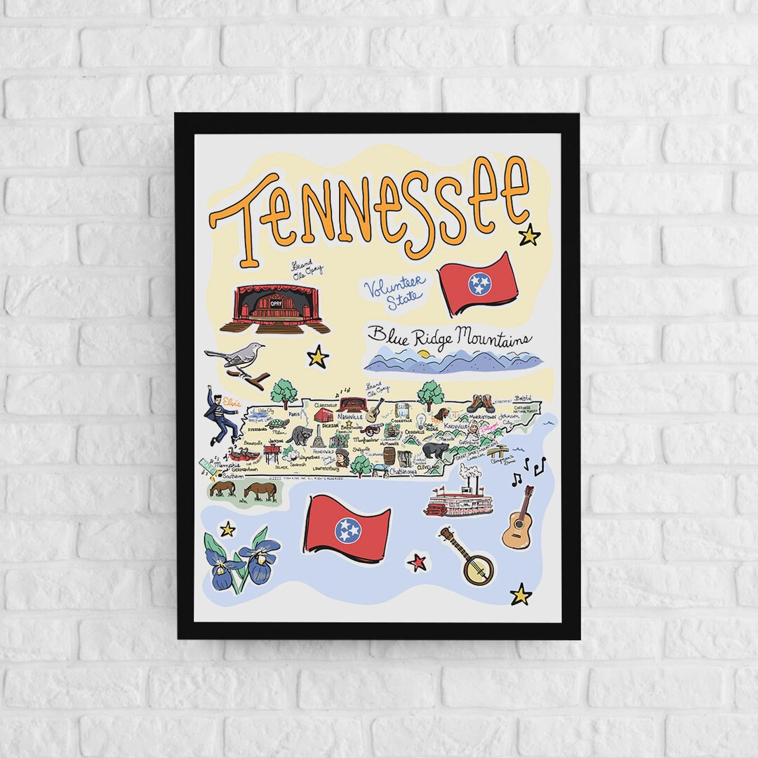 Tennessee Art, Tennessee Map, Tennessee Poster, Unframed, State Map Poster - Etsy | Etsy (US)