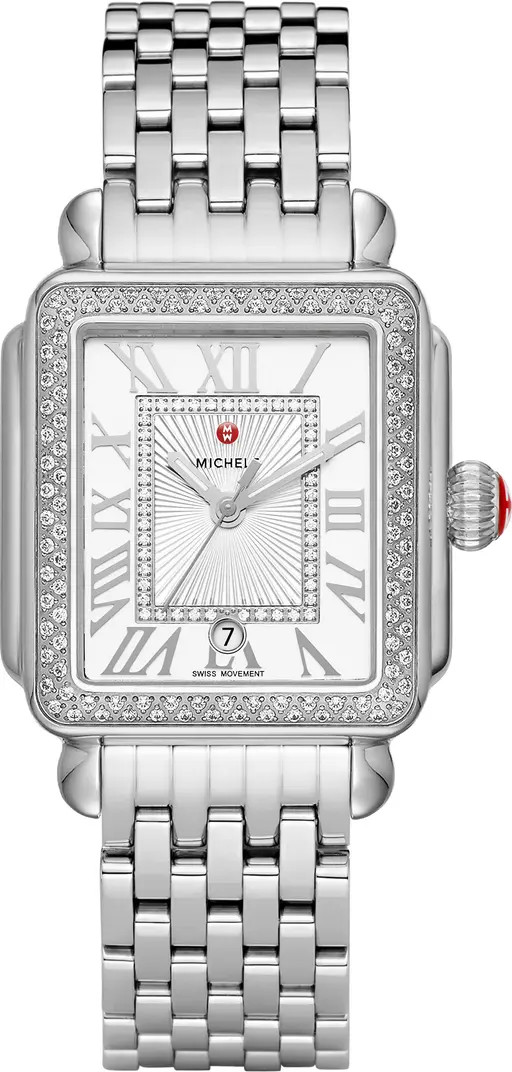 MICHELE Deco Madison Diamond Watch Head & Bracelet, 33mm | Nordstrom | Nordstrom
