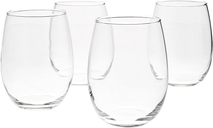 AmazonBasics Stemless Wine Glasses (Set of 4), 15 oz | Amazon (US)