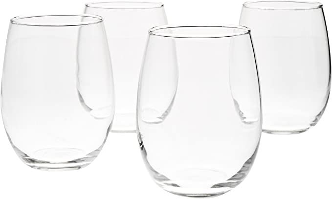 AmazonBasics Stemless Wine Glasses (Set of 4), 15 oz | Amazon (US)