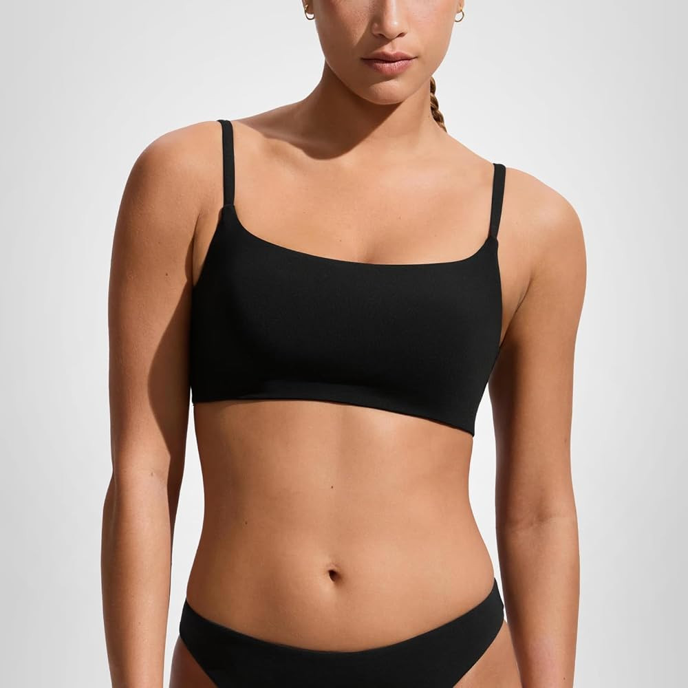CRZ YOGA D-DD Scoop Neck Bikini Tops for Women - Padded Adjustable Spaghetti Straps Bathing Swims... | Amazon (US)