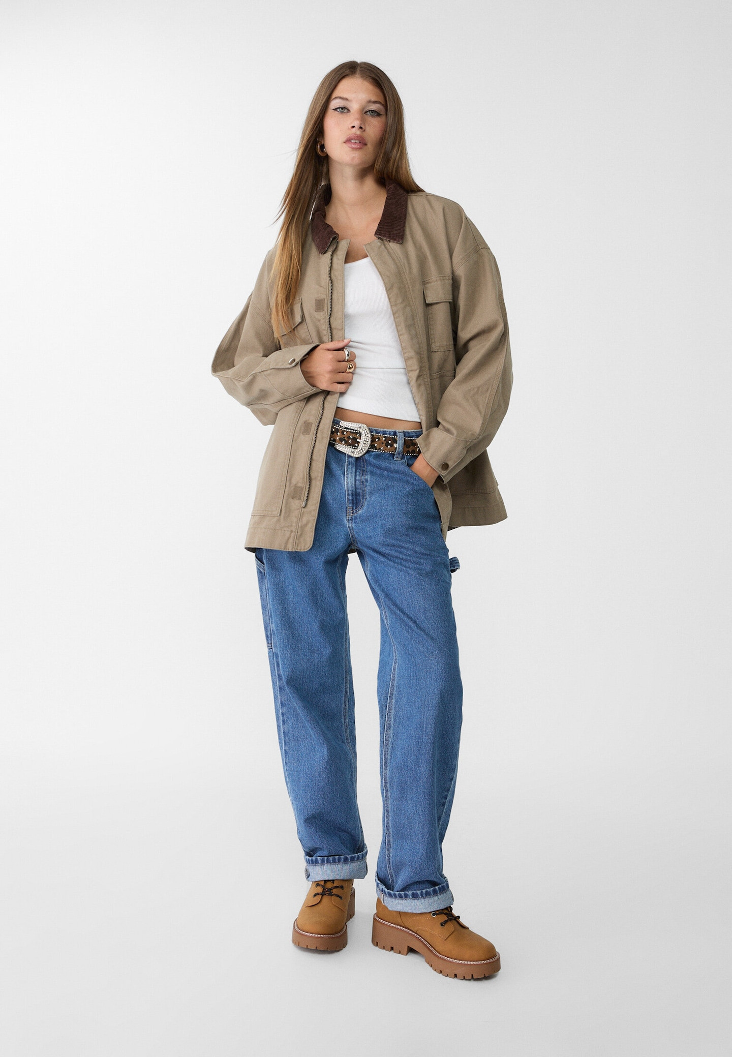 Contrast multi-pocket jacket | Stradivarius (UK)