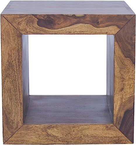 The Urban Port Cube Shape Rosewood Side Table with Cutout Bottom, Brown | Amazon (US)