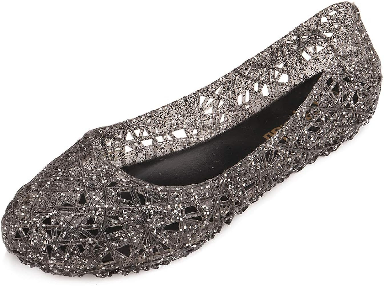 Piqubidu-Womens-Jelly-Flats-Sandals Bird's Nest Glitter Shoes Slip-on | Amazon (US)