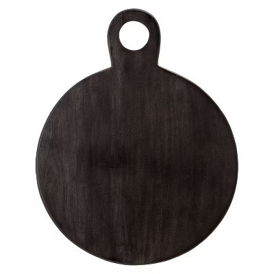 Storied Home Round Acacia Wood Cheese and Cutting Board with Circle Handle, Black | Target