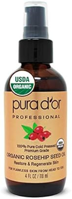 PURA D'OR Organic Rosehip Seed Oil (4 oz / 118mL) 100% Pure Cold Pressed, USDA Certified Organic,... | Amazon (US)