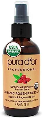 PURA D'OR Organic Rosehip Seed Oil (4 oz / 118mL) 100% Pure Cold Pressed, USDA Certified Organic,... | Amazon (US)