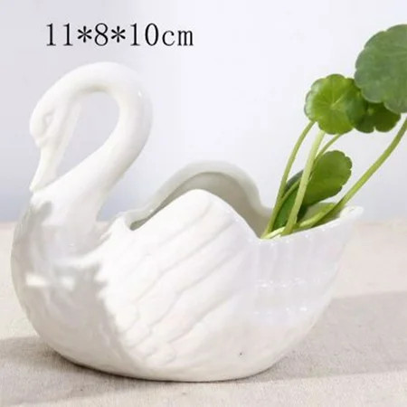 RONSHIN White Ceramic Swan Shape Candle Holder Flowerpot Jewelry Tray for Wedding Prop | Walmart (US)