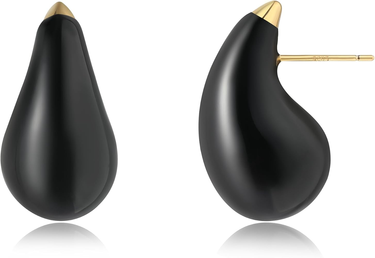 Teardrop 14K Gold Plated 925 Sterling Silver Post Hoop Earrings for Women | Enamel Colored Waterd... | Amazon (US)