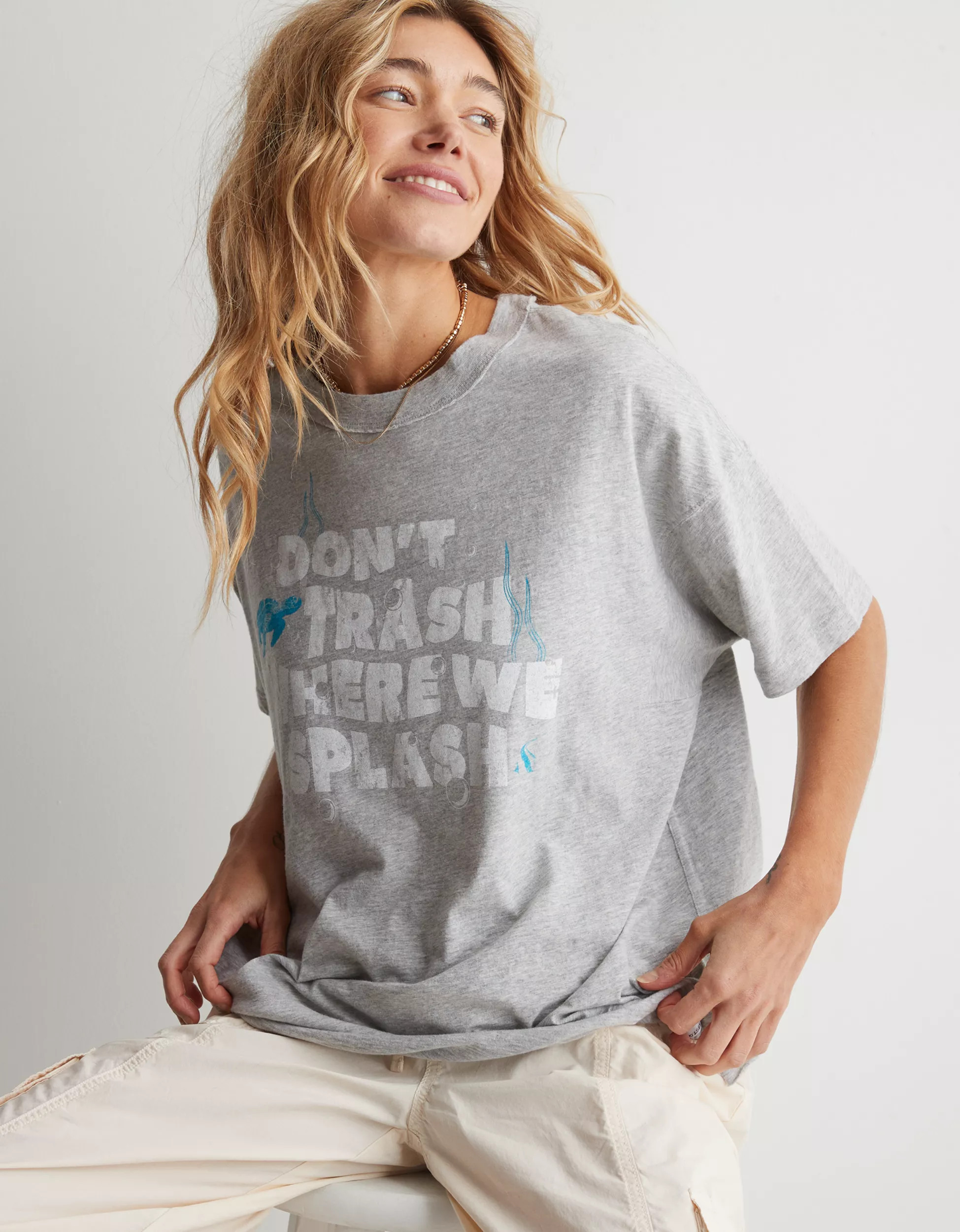 Aerie Graphic Oversized Boyfriend T-Shirt | American Eagle Outfitters (US & CA)