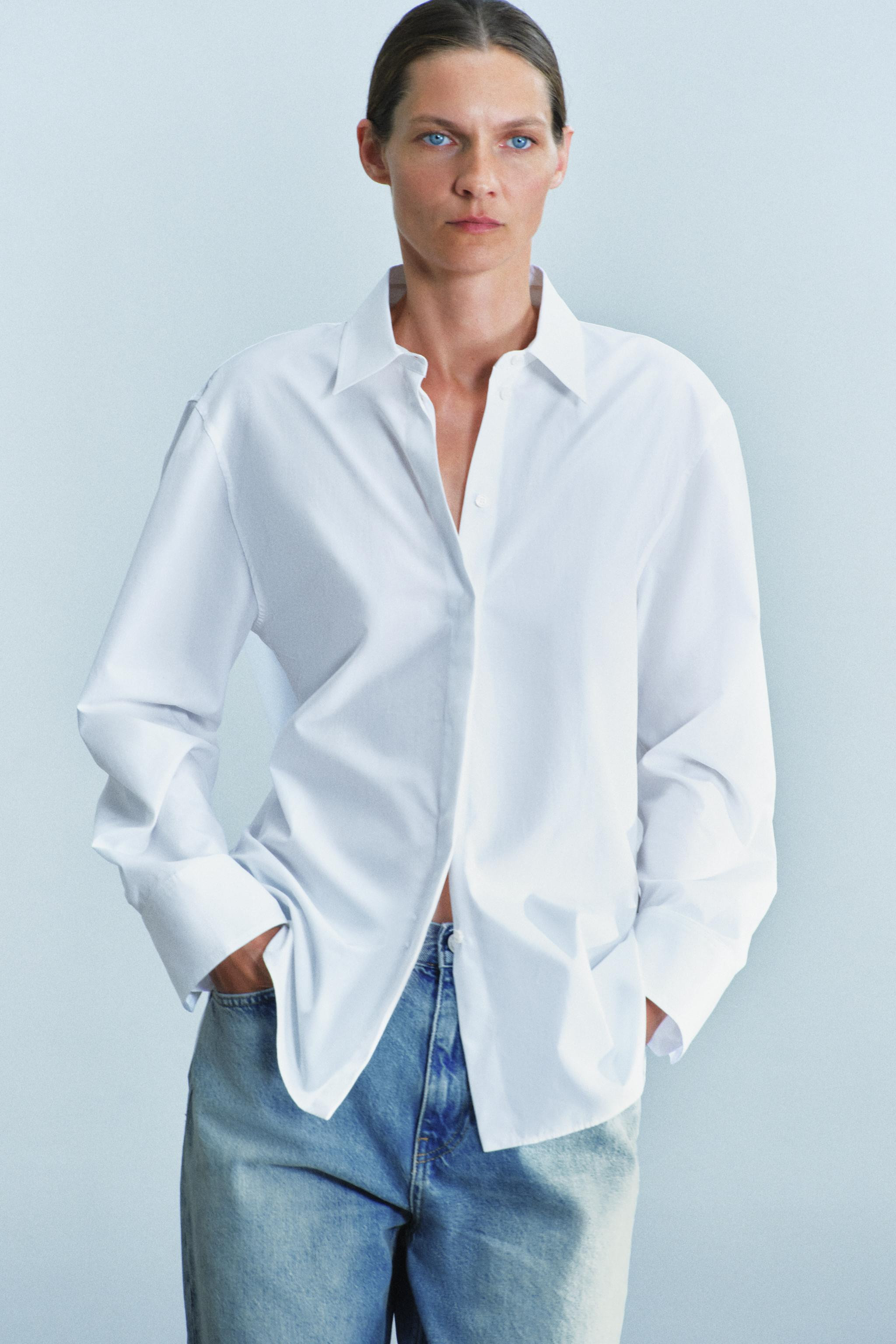 ZW COLLECTION SOLID POPLIN SHIRT | Zara US
