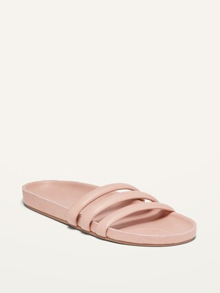 Faux-Leather Triple-Strap Slide Sandals for Women | Old Navy (US)