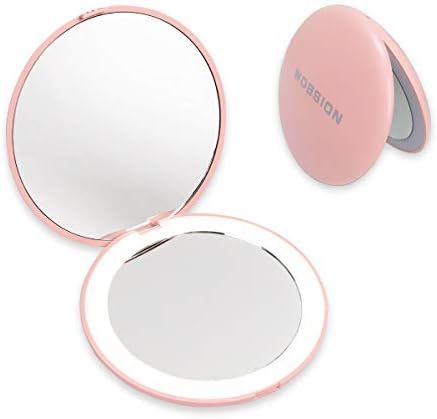 Compact Mirror with Light, Wobsion 1x/10x Magnification Travel Makeup Mirror, Handheld 2-Sided Mi... | Amazon (US)