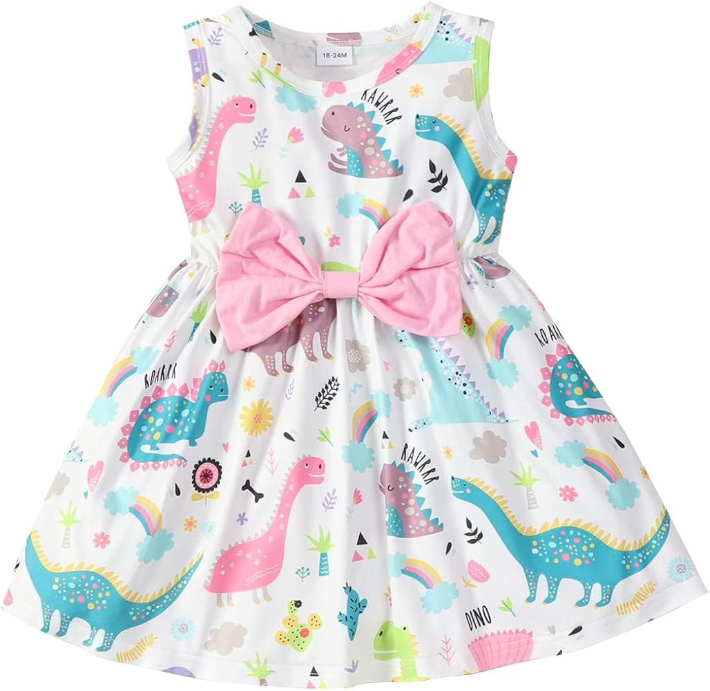 RETSUGO Little Girl A-Line Dresses Bowknot Dress for Baby Girls Casual Toddler Girl Dresses for P... | Amazon (US)