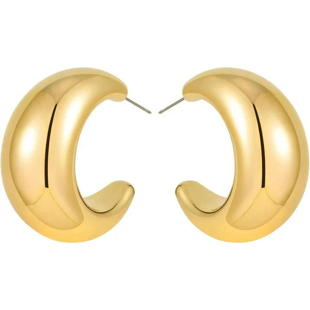 jewelery Chunky Gold Hoop Earrings for Women - Extra Large Big Statement Earrings - Hypoallergeni... | Walmart (US)