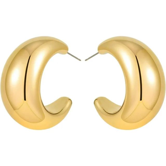 jewelery Chunky Gold Hoop Earrings for Women - Extra Large Big Statement Earrings - Hypoallergeni... | Walmart (US)