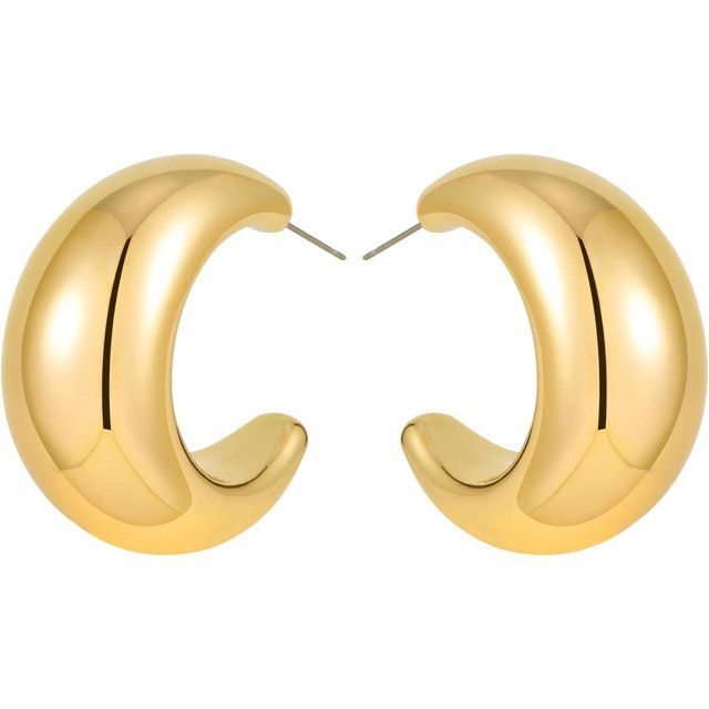jewelery Chunky Gold Hoop Earrings for Women - Extra Large Big Statement Earrings - Hypoallergeni... | Walmart (US)