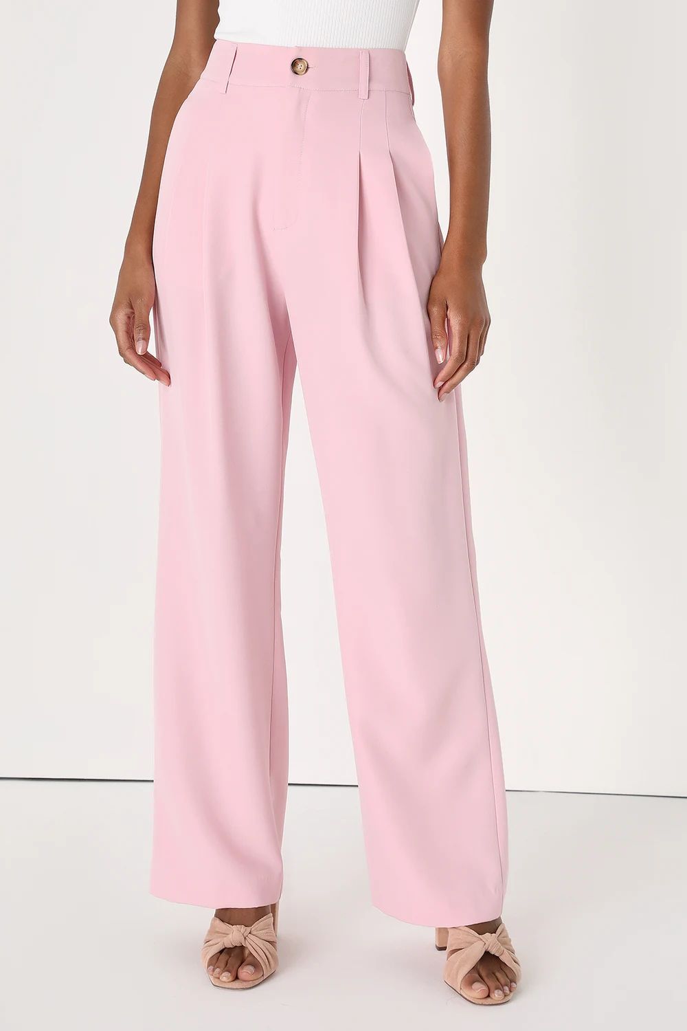 Make it Sophisticated Light Pink Wide-Leg Trouser Pants | Lulus (US)