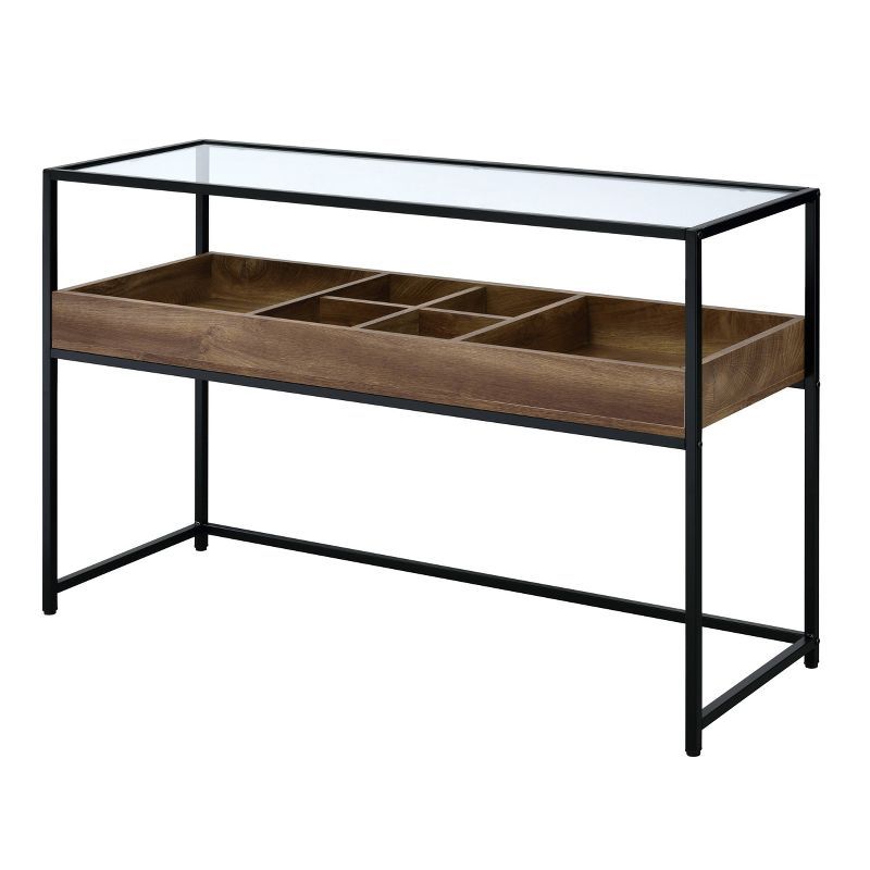 Reattie Glass Top Entryway Table Brown/Matte Black - HOMES: Inside + Out | Target