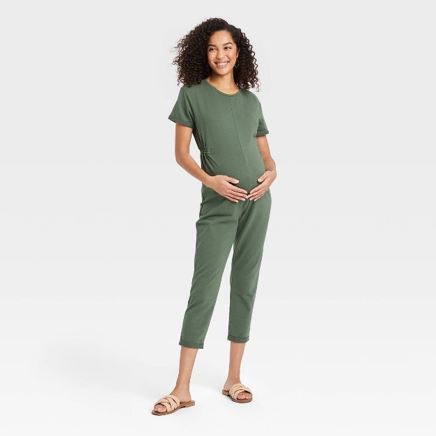 The Nines by HATCH™ Short Sleeve French Terry Cropped Maternity Jumpsuit | Target