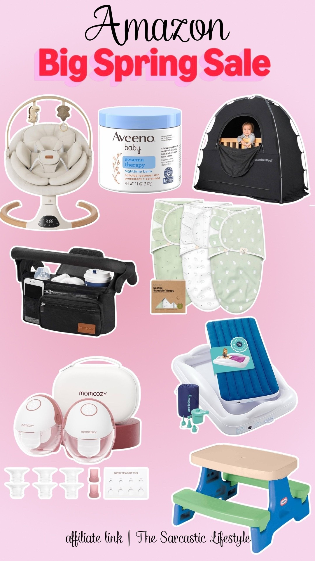 Amazon big spring sale! Baby and toddler items. 

Slumber pod. Swaddles. Portable breast pump. Toddler travel bed. Baby swing. Eczema balm. Picnic table. Toys.

#LTKBump #LTKSaleAlert #LTKBaby