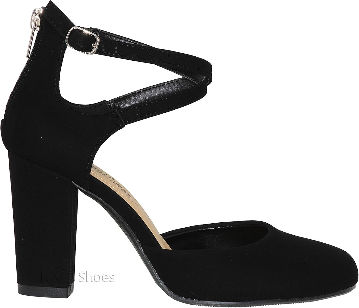 MVE Shoes Womens Soda Stylish Comfortable Closed Toe Ankle Strap Low Heels | Amazon (US)