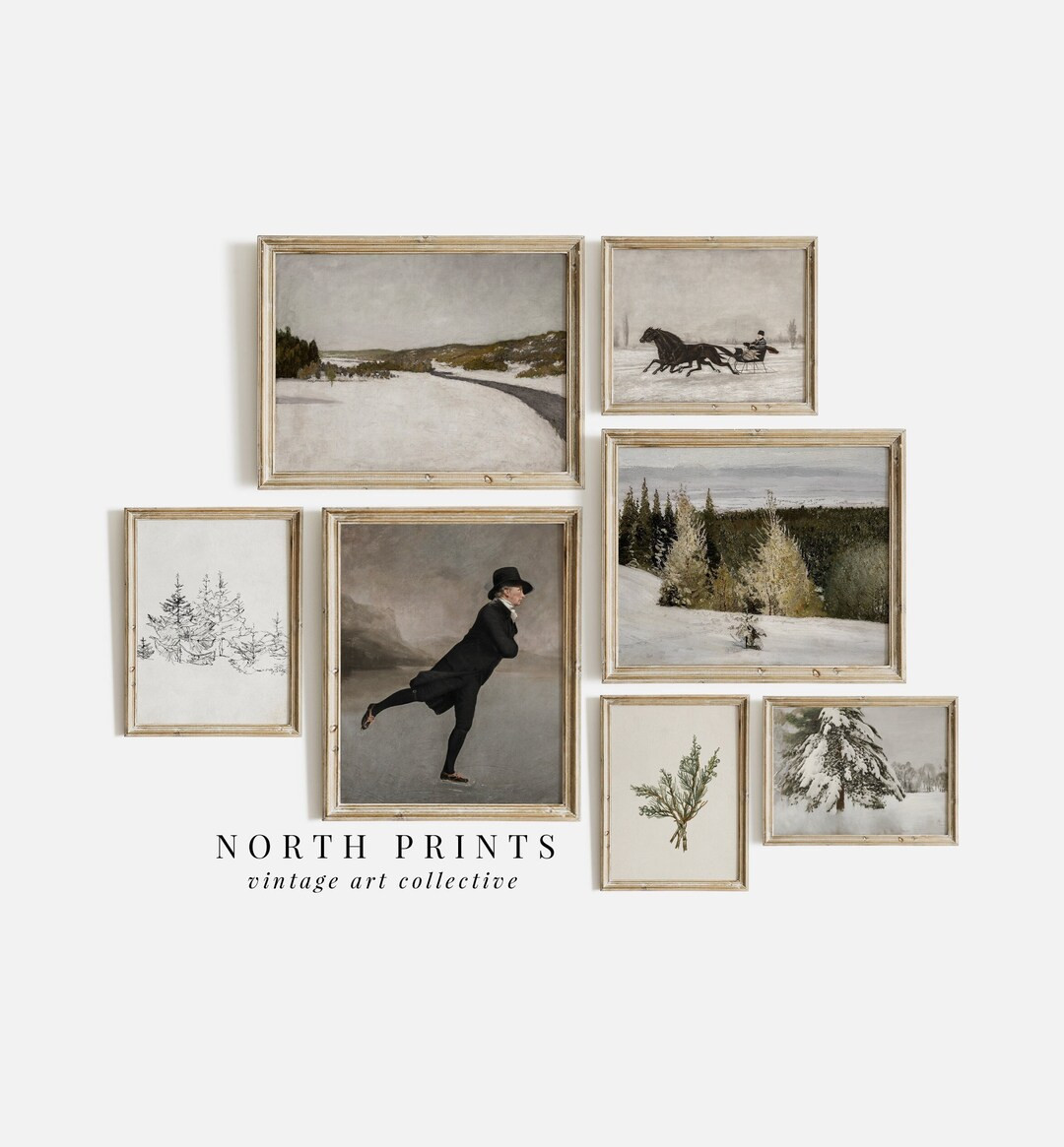 Winter Gallery Wall Art Print SET  Vintage Farmhouse - Etsy | Etsy (US)