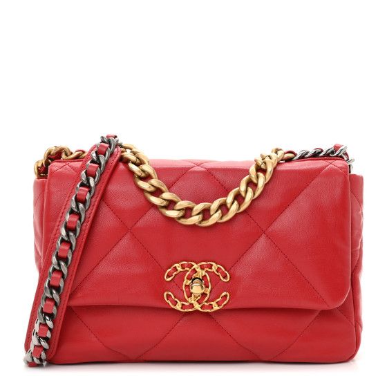 Goatskin Quilted Medium Chanel 19 Flap Red | FASHIONPHILE (US)