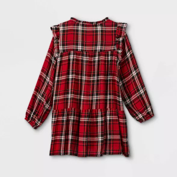 Girls' Plaid Woven Long Sleeve Dress - Cat & Jack™ | Target