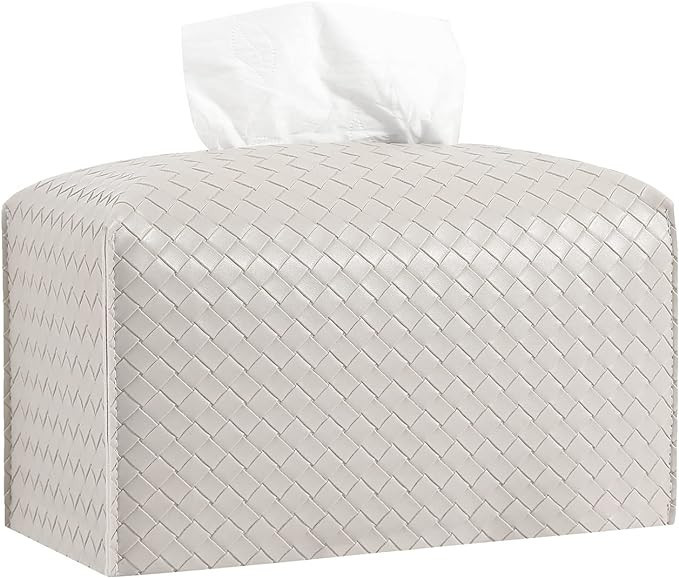 Tissue Box Cover Rectangle PU Leather Tissue Holder Facial Tissue Case Paper Organizer Dispenser ... | Amazon (US)