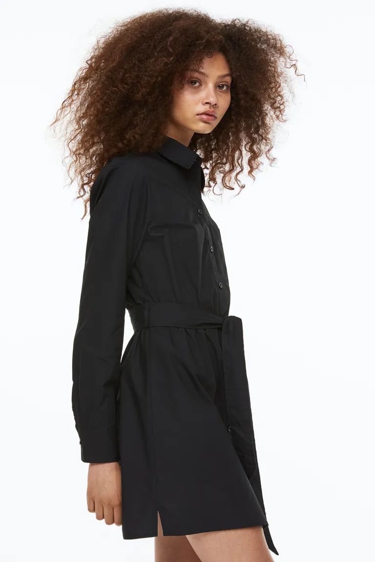 Tie-belt Cotton Shirt Dress | H&M (US)