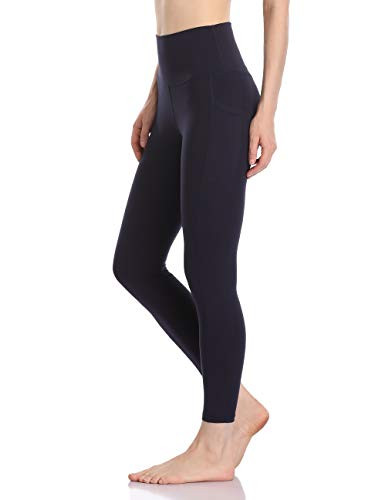 Colorfulkoala Women's High Waisted Tummy Control Workout Leggings 7/8 Length Yoga Pants with Pockets (S, Navy) | Amazon (US)