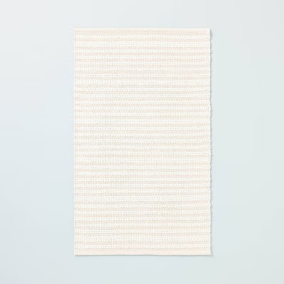 Textured Stripe Indoor/Outdoor Woven Area Rug Beige/Cream - Hearth & Hand™ with Magnolia | Target