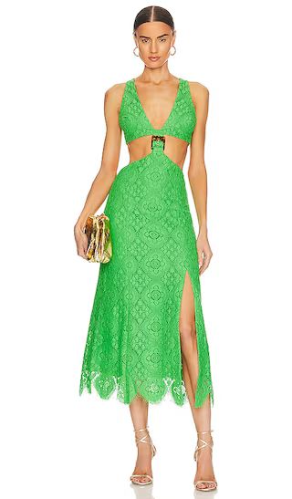 Yvonne Lace Midi Dress in Lime | Revolve Clothing (Global)