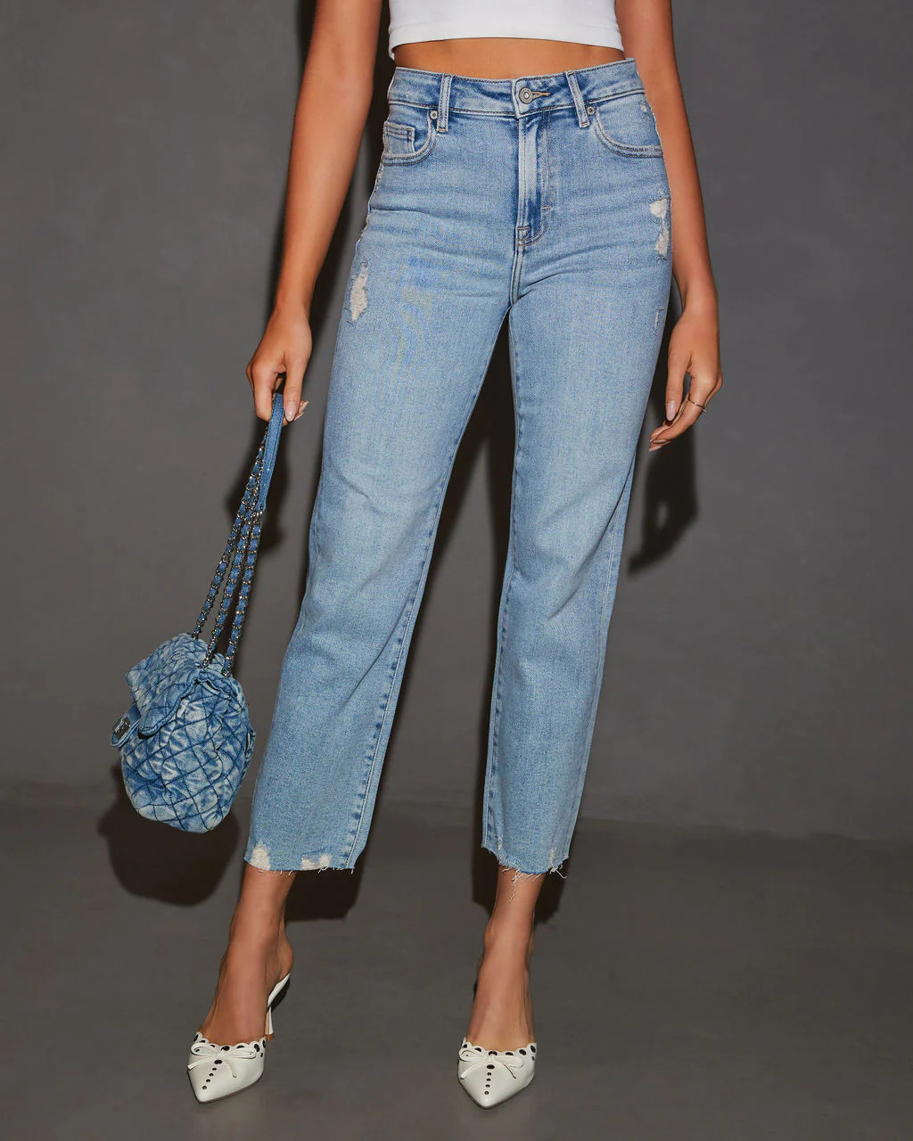 Breanna Distressed Straight Leg Jeans | VICI