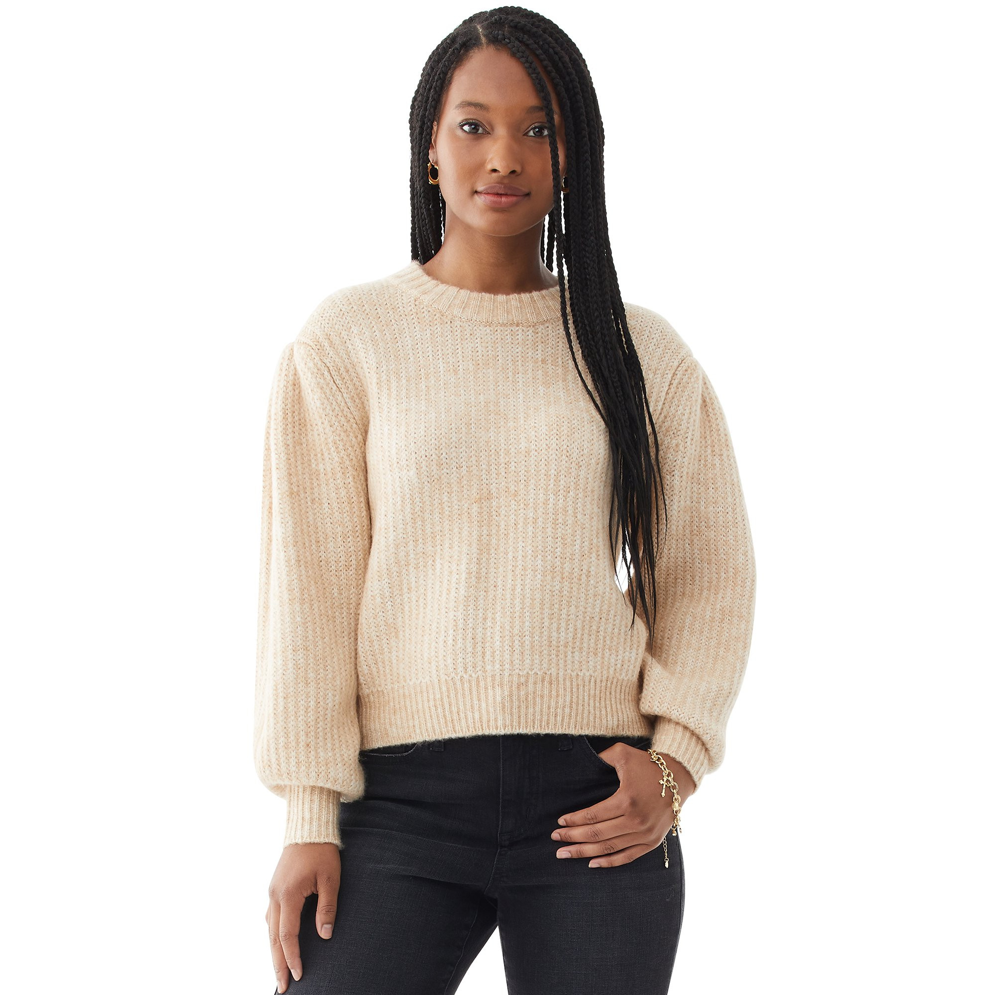 Scoop - Scoop Women’s Cropped Balloon Sleeve Sweater - Walmart.com | Walmart (US)