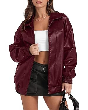 Sampeel Leather Jacket Women Faux Oversized Motorcycle Bomber Coats 2025 Fall Fashion Outfits Win... | Amazon (US)