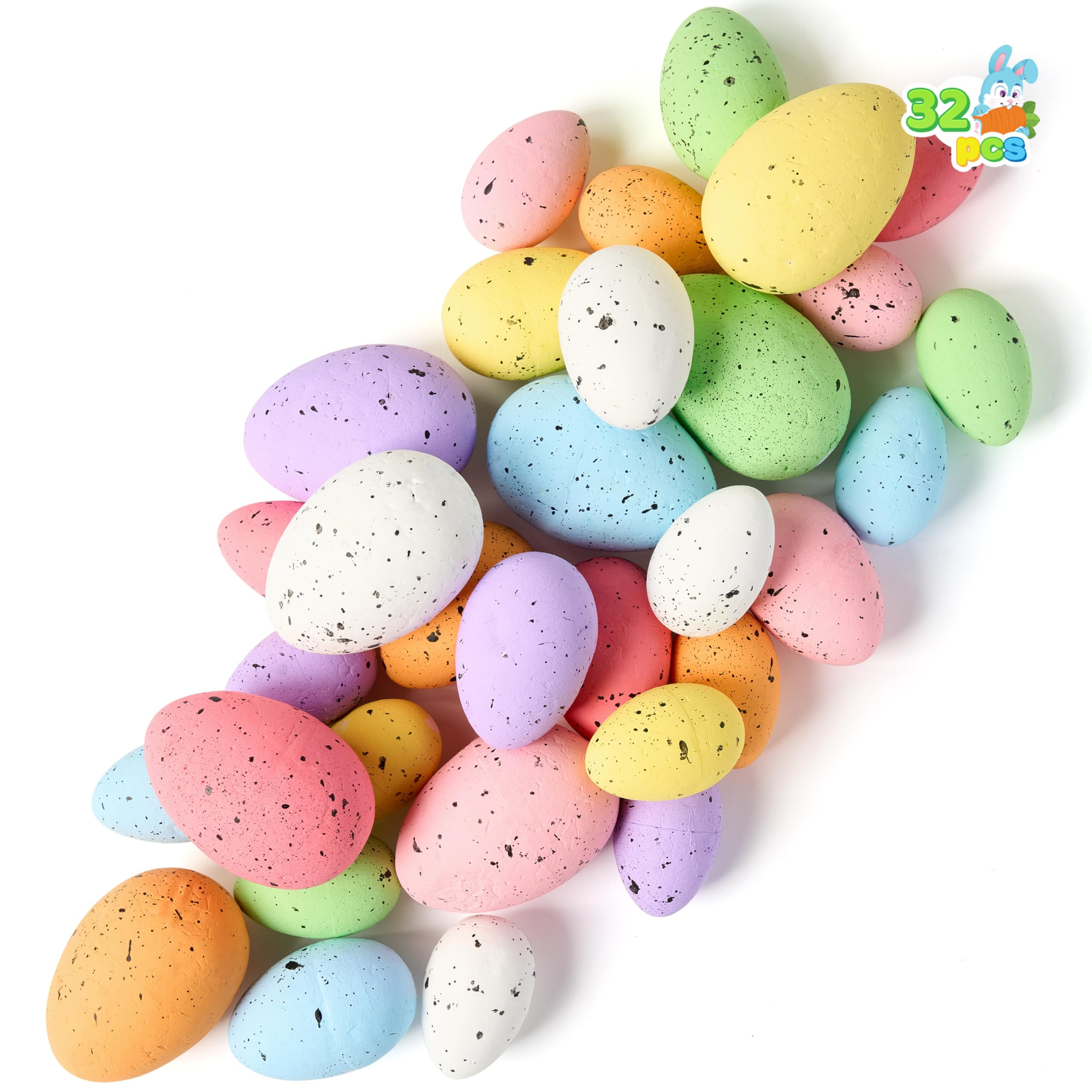 JOYIN 32Pcs Foam Easter Eggs, Assorted Pastel Speckled Easter Eggs for Indoor Table Centerpiece D... | Amazon (US)