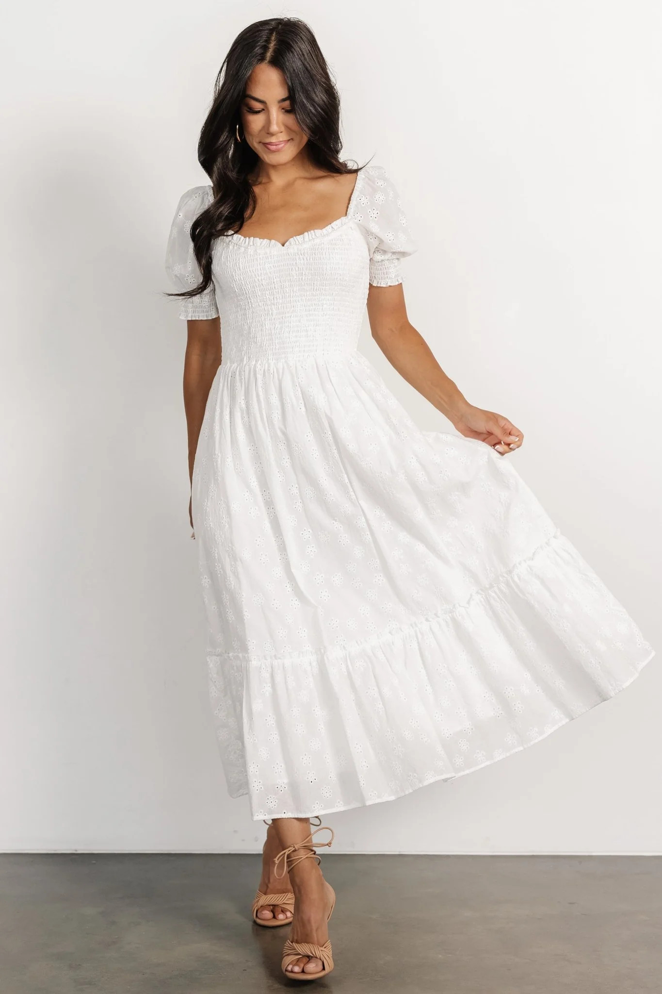 Piper Eyelet Midi Dress | Off White | Baltic Born