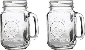 County Fair Mason Jar Drinking Glasses with Handles - Set of 2 | Amazon (US)